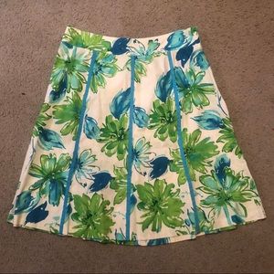 Green & Turquoise Floral Skirt